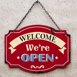 American Open & Closed Open Closed Double Sided Iron Plate American goods goods American goods 世田谷 Base Sign Decor, Store Fixture Open Closed