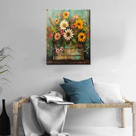 Tucocoo Paint by Number for Adults Beginner, Flowers Box DIY Painting by Number Kits, Easy Acrylic Paint by Numbers on Canvas, Abstract Rustic Floral Picture for Home Decor 16x20 Inches (Frameless)