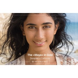 Benevolence La - Pendientes Enhebrados Con Cadena Dorada: Pendientes De Oro Para Mujer, Pendientes Colgantes De Hilo Colgantes Roscados En Oro De 14 Quilates