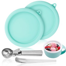 Silicone Lids for Dash My Mug Ice Cream Maker, Silicone Bowl Covers for Dash Ice Cream Maker Mug, Ice Cream Storage Lids, Includes 2 Bowl Covers, dessert scoop