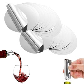 CLKE 100 Pieces Anti Drip Disc Aluminum Paper Pourer Wine Pourer Reusable Drip Stop for Bars, Restaurants, Hotels, Clubs (Silver)