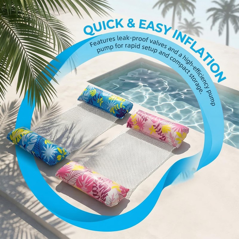 2 Pack Inflatable Pool Wammock, 4-in-1 Multi-Purpose Water Pool Float,