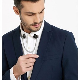 Retro Rose Flower Tie Clip for Men Women Dangle Hanging Chain Tassel Flowers Floral Neckties Clips for Wedding Anniversary Formal Business Suit Shirt Collar Lapel Accessories