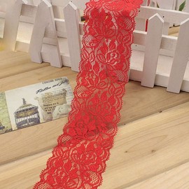 bmactosh Vintage Flora Pattern Scallop Edge Lace Trim DIY Craft Light Delicate Ribbon 2.5 Inch Wide 5 Yards Red