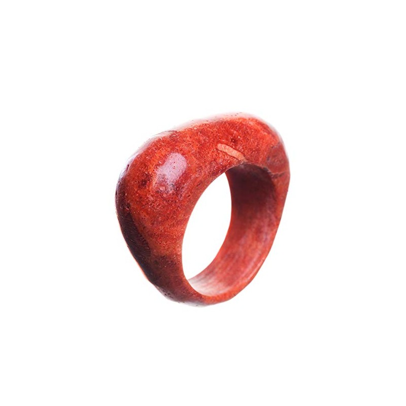 Ring made of coral foam coral red solid smooth coral