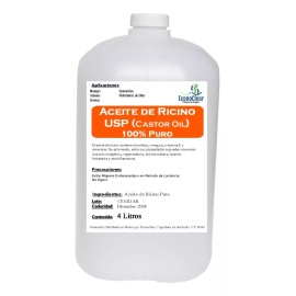 Econoclear Aceite De Ricino Usp Puro Sin Rebajar 4 Litros
