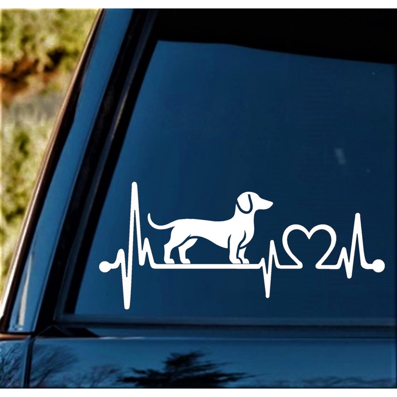 Doxie Dachshund Heartbeat Lifeline Decal Sticker for Car Window