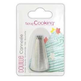 Scrapcooking 1803 Fluted Piping Nozzle Stainless Steel 14 x 4.25 "x 3.2"