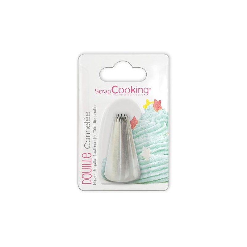 Scrapcooking 1803 Fluted Piping Nozzle Stainless Steel 14 x 4.25