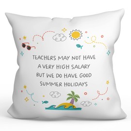 MUGFFINS TEACHER Cushion Padding included - in English - Teachers summer holidays - Funny gift - Pillow: cover and filling 15.7x15.7 inches