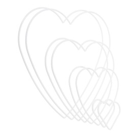 PATIKIL Heart Dream Catcher Rings, 2 Set 4 Size Metal Christmas Macrame Wreath Floral Ring Hoop for Home Car DIY Craft Wedding Wall Hanging Decorations, White