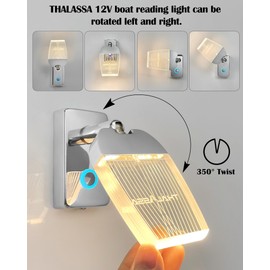 THALASSA Reading Light for RV Interior Lights Fixture with USB Charging Port - DC 12V Soft Warm White, Dimmer Touch Switch with Blue Night Decor Light for Boat Motorhouse Camper Van Caravan