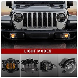 Gronsvt 4 Inch LED Fog Light Assembly 60W Front Bumper Fog Lamp Compatible with 2007-2018 Wrangler JK Unlimited JKU