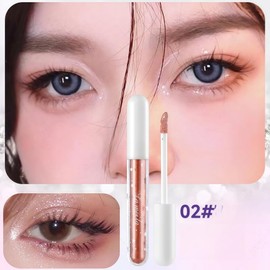 LingNiShi 02# Liquid Eyeshadow, Glittering Liquid Eye Shadow, Highly Coloring, Long Lasting, Difficult to Fall Off, Quick Drying, Suitable for All Types of Natural and Cosplay, Great Gift