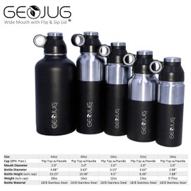 GEOJUG Stainless Steel Vacuum-Insulated Water Bottle (40-Oz.; Black)