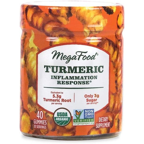 ​MegaFood Turmeric Gummy - USDA Organic, Soft Chew Supplement to Support Healthy Inflammation - Gluten-Free - 40 Count (20 Servings)