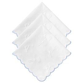 DoreenBeads Women's Cotton Handkerchiefs Dandelion Scalloped Embroidered Ladies Hankies for Wedding Parties 3Pcs