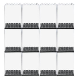 EKIND Acrylic Display Case Compatible for Minifigures, Building Block Toy Models, Buildings Toys Storage, Stackable Removable High Transparency Dustproof Display Case(12PCS)