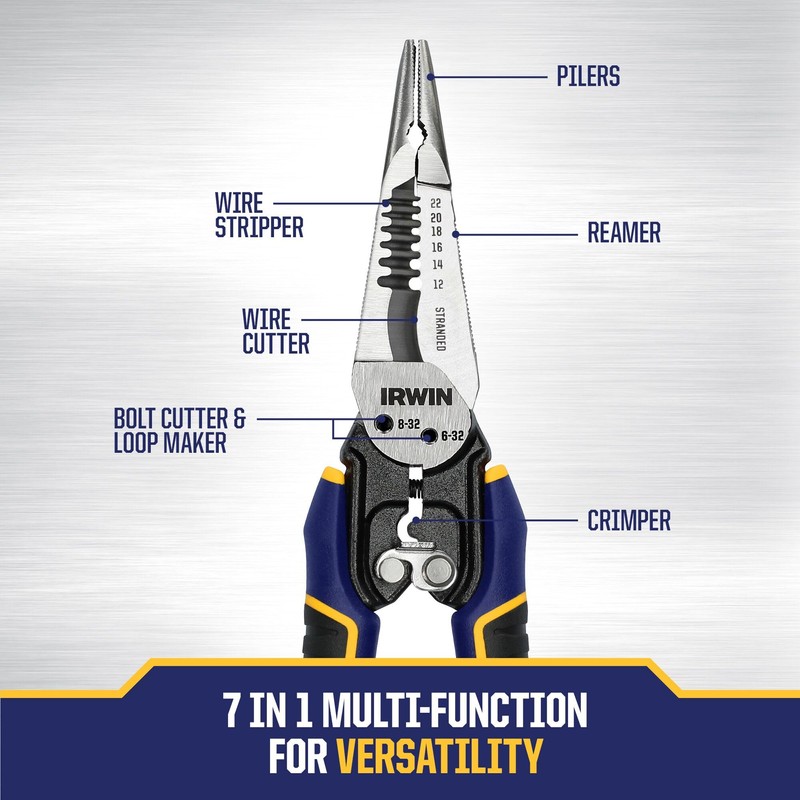 IRWIN POWERSLOT Pliers, High Leverage Lineman's 9.5" and 7in1 Multi-function