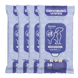 Nuesta Pets XL Lavender Vanilla Pet Wipes-Deodorizing No Bath Cleaning for Dogs & Puppy Grooming | Ear, Face, Butt, Paw Wet Wipe | Enriched w/Aloe, Chamomile, Oat Amino Acids | Healthier Coat & Skin