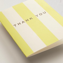 Minted Thank You Cards Pack, Set of 10, Folded Thank You Cards With Envelopes, Blank Card, Yellow & Beige Striped Design, for Showers, Weddings & More, Luxurious Paper, Designed by Independent Artists
