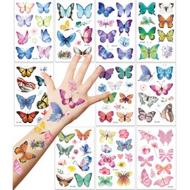 Butterfly Tattoos for Kids 10 Sheets, Colorful Temporary Tattoos for Girl,Waterproof Butterfly Tattoo Stickers for Kids Adults Party Bag Fillers,Gifts for Girls Makeup Birthday Party Carnival
