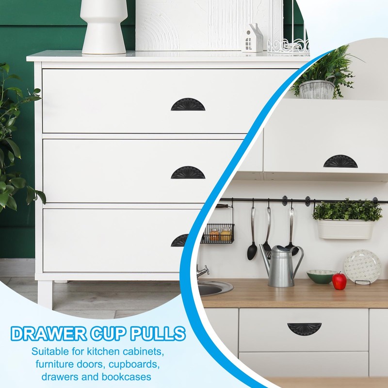 PATIKIL 5 Pcs Cabinet Cup Pulls 3" (76mm) Hole Center