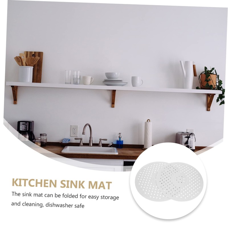 LIFKOME 2pcs Sink Draining Mat Set Round Kitchen Sink Protector
