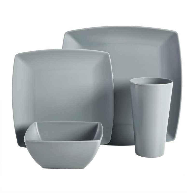 Gibson Home Soho Grayson Square Melamine Plastic Dinnerware Set, Service