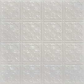 Shanko SKPC210 Florentine Stamped Metal Nail-up Tin Ceiling Tile (Covers/ 24 sq. ft.), Eggshell White, Pack of 6