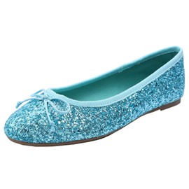FEVERSOLE Macaroon - Bailarinas de ballet para mujer (espuma viscoelástica, colorida), Brillantina Turquesa, 8 US