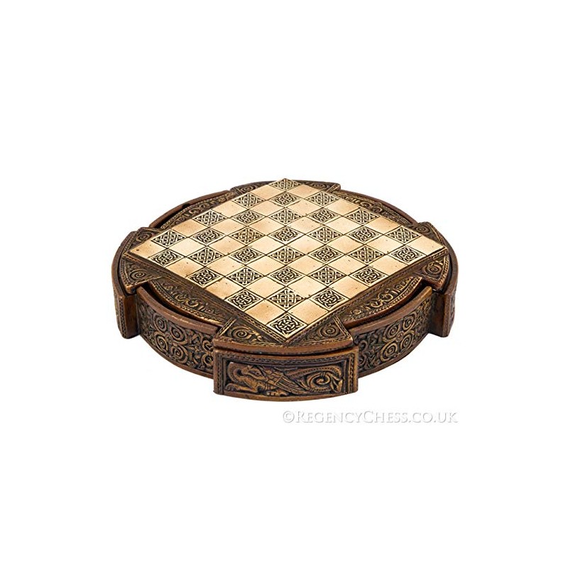 Isle of Lewis Compact Ceramic Celtic Chess Set 9 Inches