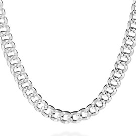 QUADRI - Double Cuban Link Chain for Men Sterling Silver Necklace Extra Shiny - 925 Sterling Silver Jewelry for Men 10mm - 20 Inches - Cadena de Plata 925 para Hombre Made in Italy - Gift Box Included
