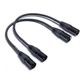 WJSTN Microphone Cable XLR Patch Cables, 3-Pin XLR Male to Male Patch Cable Balanced Cable DMX Cable Patch Cords with 2Pack (1FT), Black