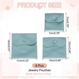 PATIKIL Velvet Jewelry Pouches, 6 Pcs Jewelry Packaging Gift Bags with Snap Button for Bracelet Rings Watch Necklace, (3"x3"/4"x4"/4"x5") Blue