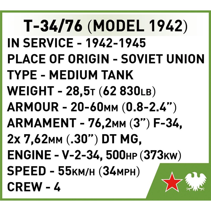 COBI Historical Collection WWII T-34/76 1:72 Scale Tank