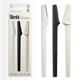 Nimbi Dermaplaner Razor, Precision Eyebrow Shaper, Facial Hair Removal & Exfoliation, Plastic-Free, 3 Count