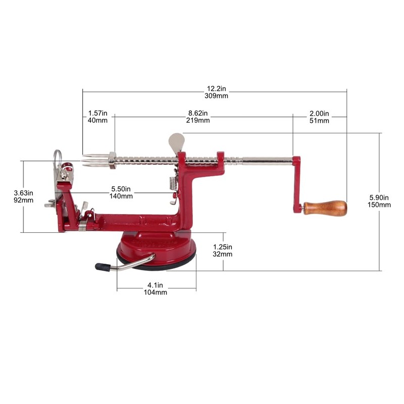 Johnny Apple Peeler, Corer, Slicer, Pie Maker, Stainless Steel Blades,