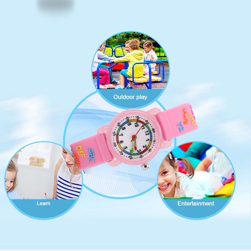 Kid Waterproof Cartoon Watch Letter Pattern Children Wrist Watch Time