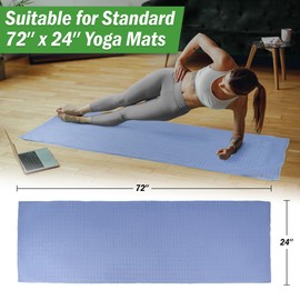Wakeman Yoga Mat Towel and Gym Towel Set - 2-Piece Non Slip Set for Hot Yoga, Pilates, and Gym - 72” x 24” Sweat Absorbent and Quick Drying Blanket with Corner Pockets for Mats (Blue)