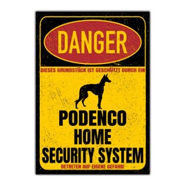 Podenco Sign Danger Security System Door Sign Dog Sign Warning Sign Dog Safety Sign Dog Private Property Dog Warning Warning
