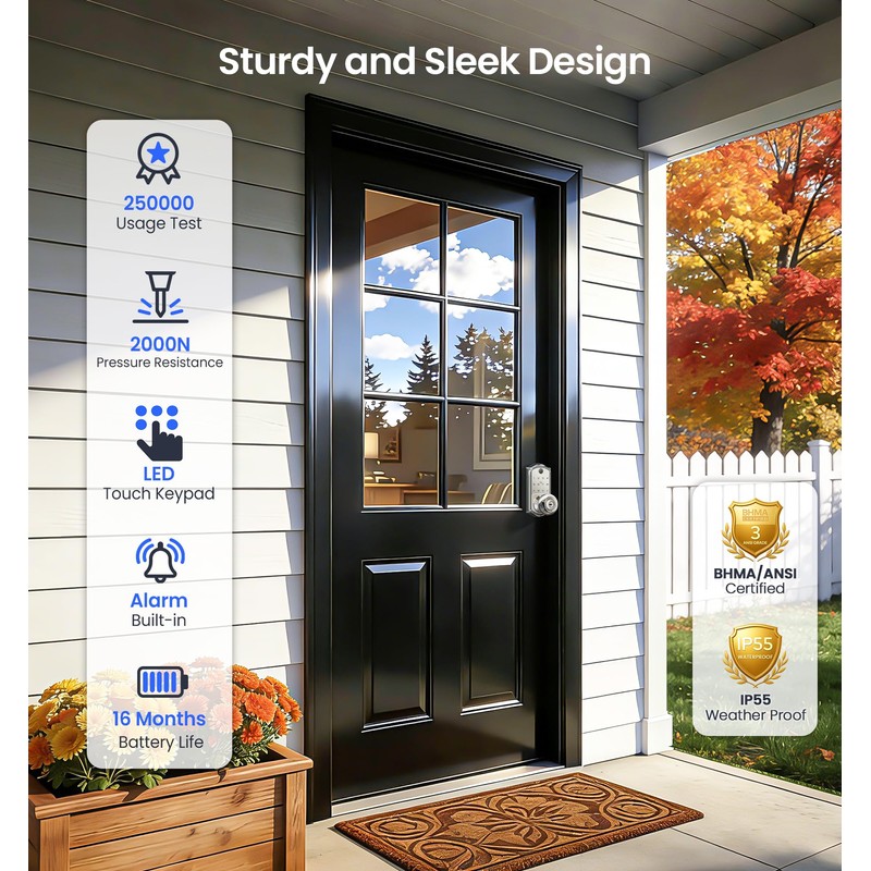 Veise VE018 Smart Knob Handle Lock - Fingerprint, App Control,