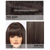 HAIRCUBE Staright Wig with Bangs Synthetic Mid-length Layered Wigs for