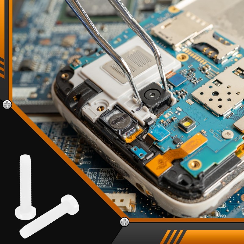 sourcing map 20Pcs M5x25mm Threaded Nylon Phillips Cross Pan Head