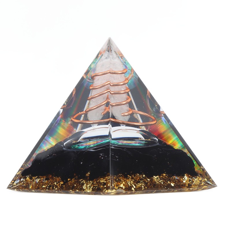 Healing Crystal Pillar Pyramid 6CM Epoxy Positive Energy Generator Meditation