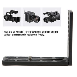L-Shape Camera Quick Release Plate, Aluminium Alloy Universal Camera L Bracket Board Tripod Hydraulic Pressure Ballhead Vertical Shooting 1/4" 3/8" Mount Handle Grip Holder