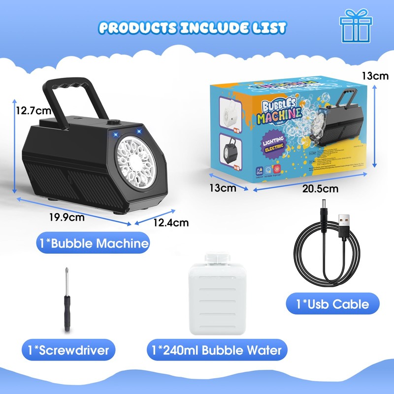 Panacare Upgrade Portable Bubble Machine, Automatic Bubble Machine, 20000+ Bubbles/Min