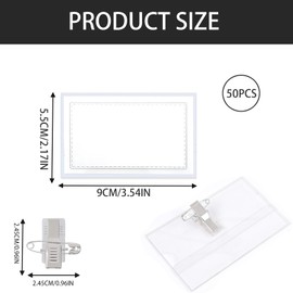 50 Pcs Name Badges for Work, mit Clip und Anstecknadel, Praktische Ausweishalter für Schule, Unternehmen, Konferenzen, Business Events, Wiederverwendbare Namensschilder