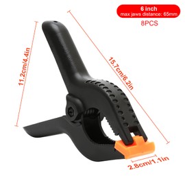 8Pcs Nylon Spring Clamps 6 Inch, Heavy Duty Plastic Spring Clips for Woodwork, Muslin Spring Clamps for DIY Projects, Photo Studio, Background Muslin Etc