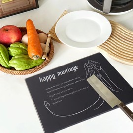 Wedding Gift for Couple 2024,Happy Marriage Tempered Glass Cutting Board, Bridal Shower Gifts Engagement Gifts for Couple, Bride to Be, Wedding Shower Gifts Best Marriage Gifts (Black)